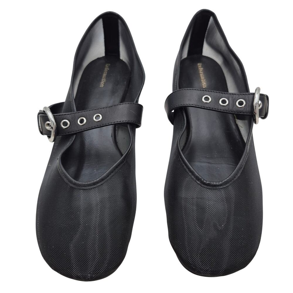 Reformation Bethany Black Mesh Mary Jane Flat Buckle Strap Ballet size 9 - Picture 1 of 7